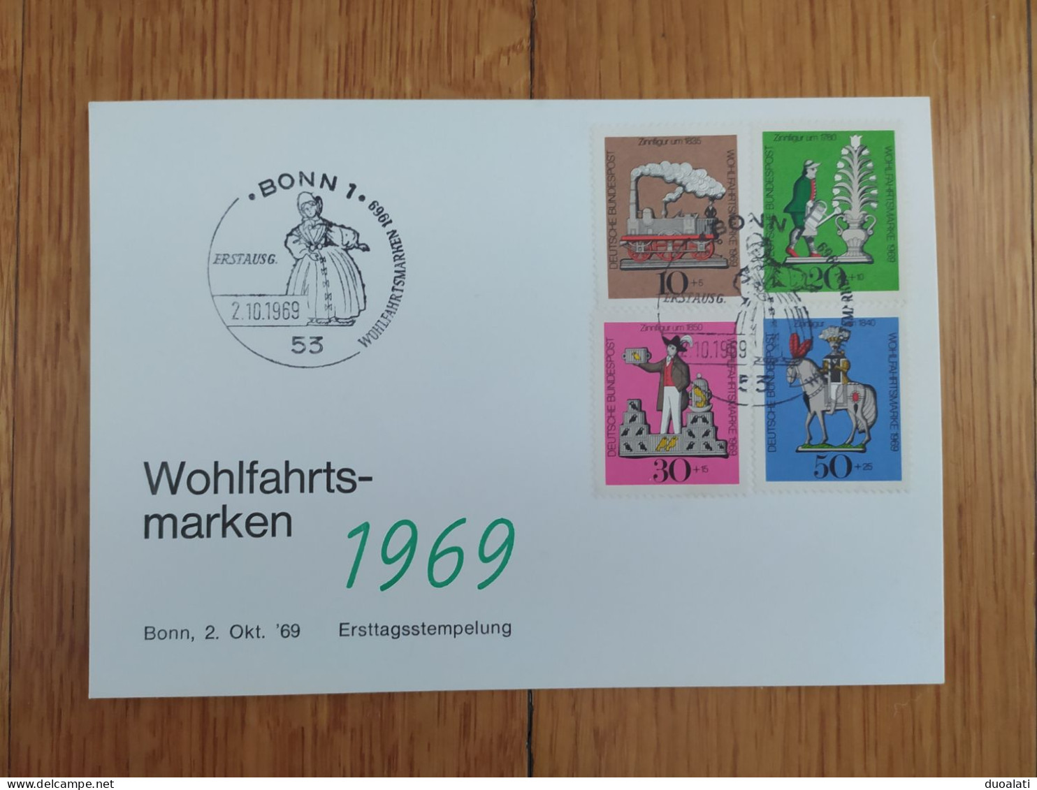 Germany 1969 Tin Toys Welfare Stamps Bonn Kulmbach 2 FDC + 2 Stationeries STAMP ERROR "BIRD ESCAPES" From Its CAGE - Autres & Non Classés