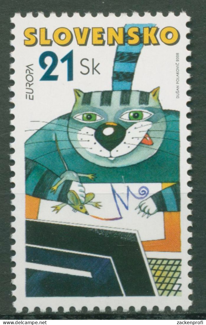 Slowakei 2008 Europa CEPT Der Brief, Schreibende Katze 581 Postfrisch - Neufs