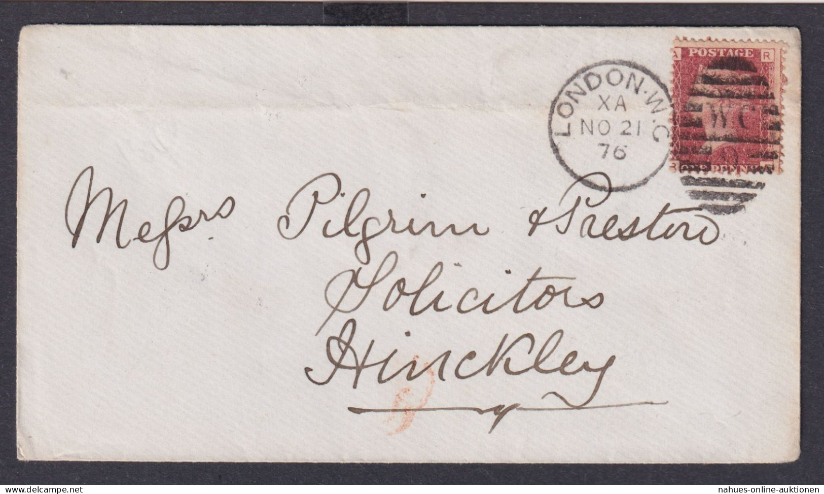 Grossbritannien Brief 16 Platte 184 K1 London W.C. Nach Hinckley Kat 90,00 - Briefe U. Dokumente