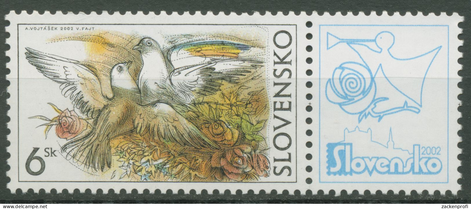 Slowakei 2002 Grußmarke Tauben 430 Zf Postfrisch - Neufs
