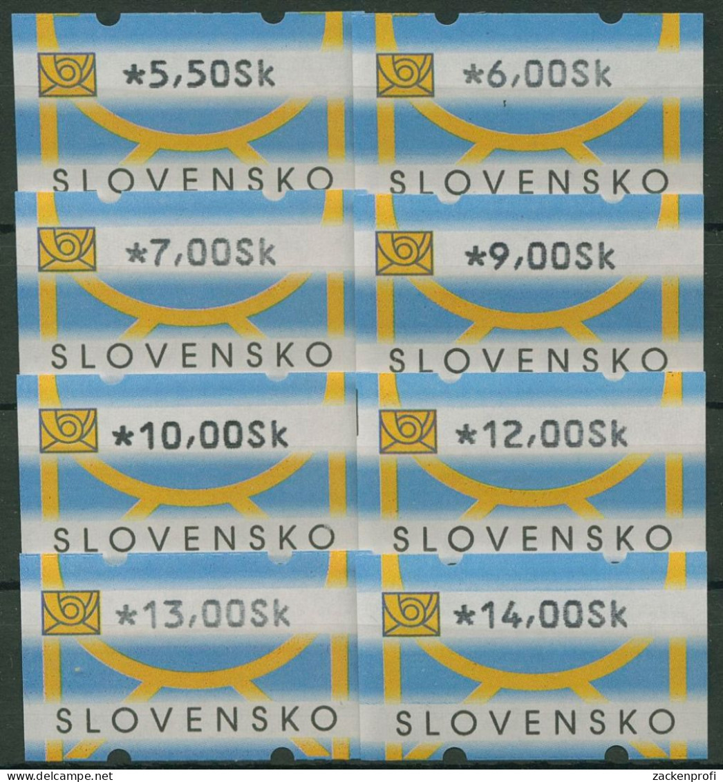 Slowakei ATM 2001 Automatenmarken Briefumschlag Satz 8 Werte ATM 1 S2 Postfrisch - Nuevos