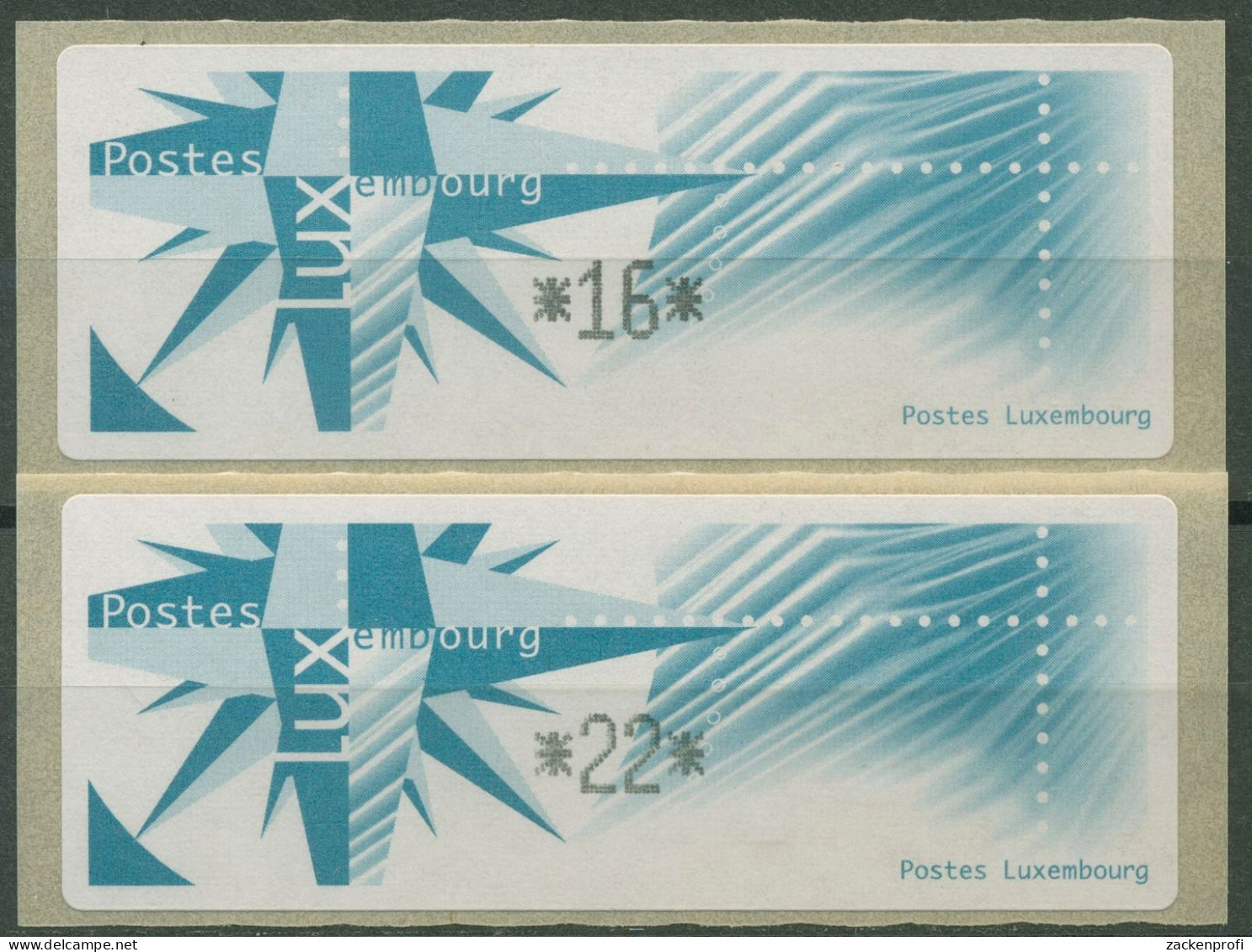 Luxemburg ATM 1997 Windrose/Papier Satz 2 Werte ATM 4 S1 Postfrisch - Frankeervignetten