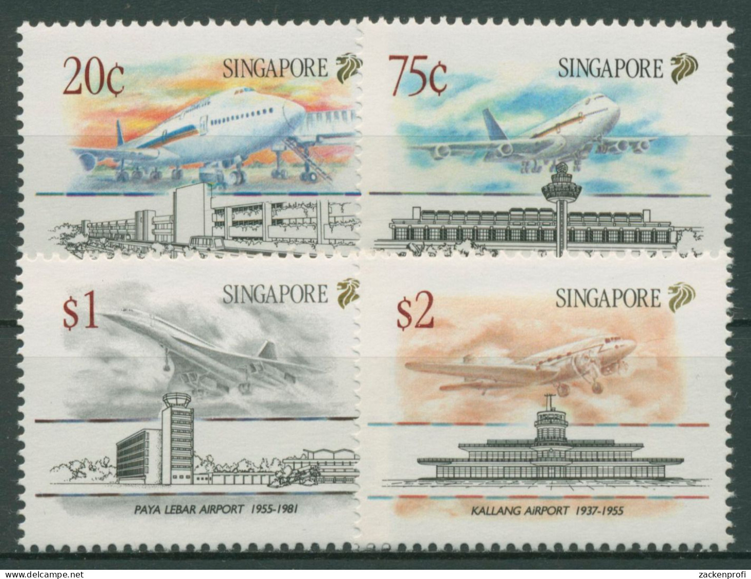 Singapur 1991 Luftfahrt Flugzeug Flughafen 629/32 Postfrisch - Singapour (1959-...)