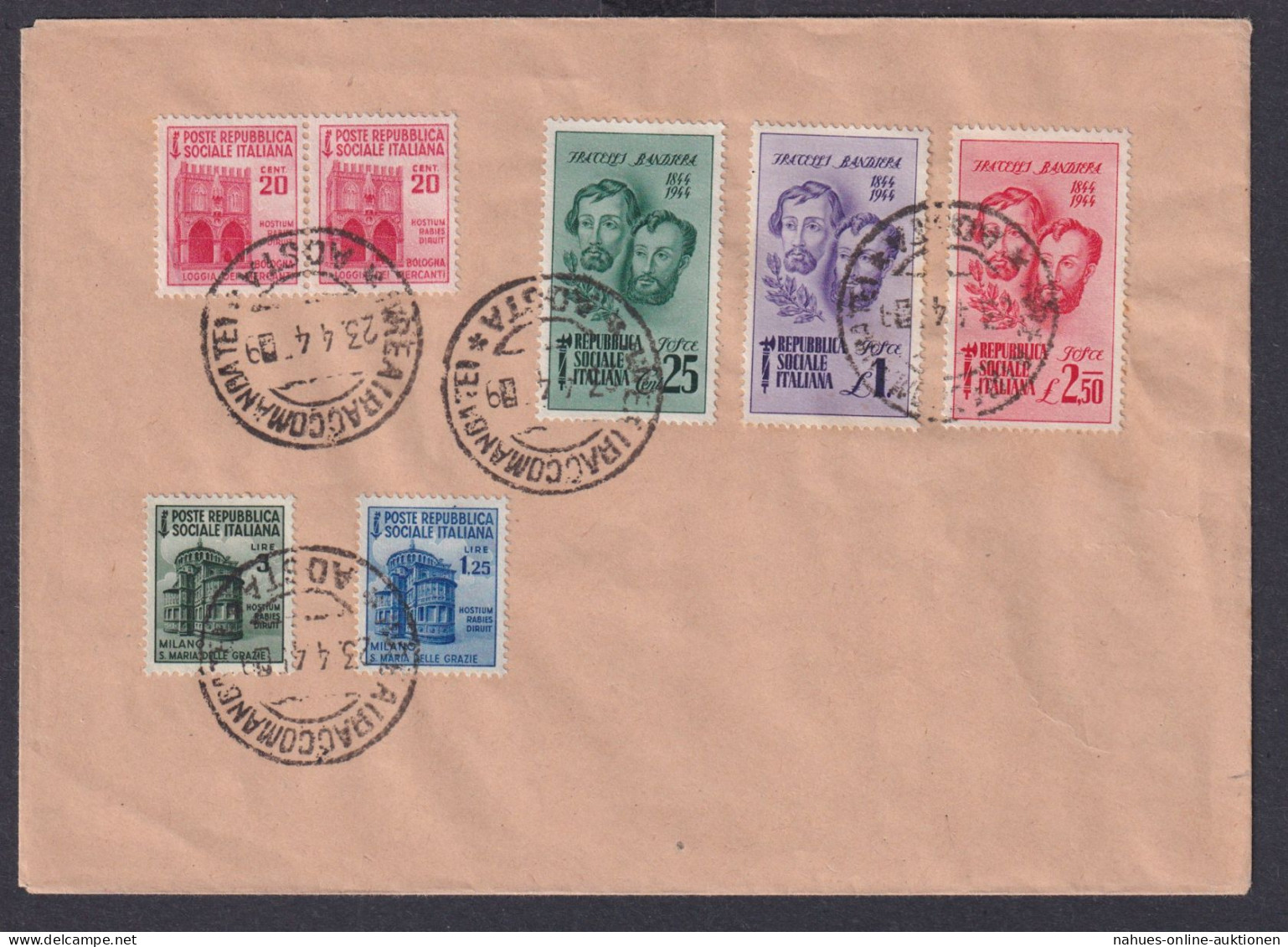 Italien Brief 661 663-665 Denkmäler + Brüder Bandieras Kalibrien - Used