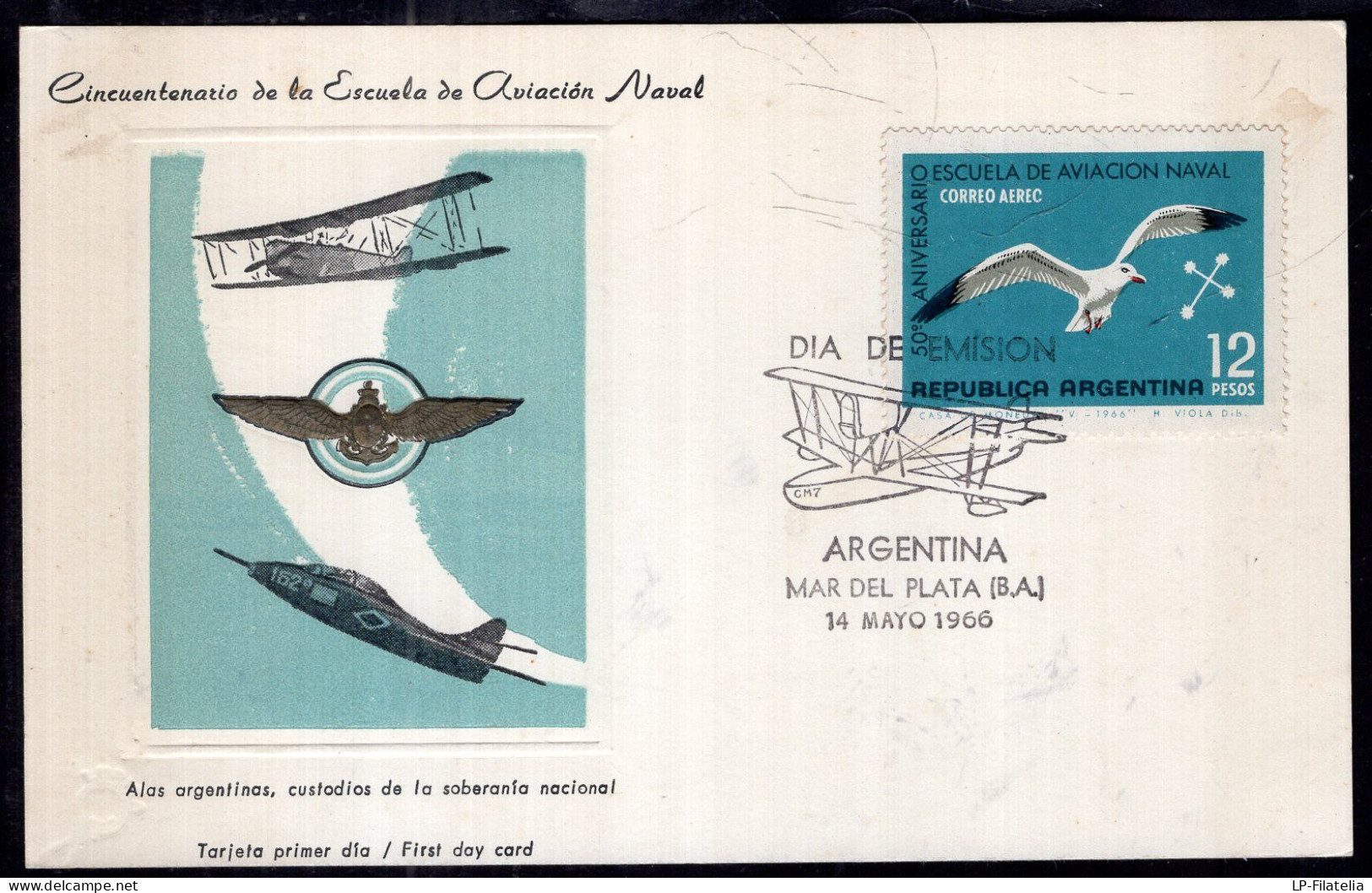 Argentina - 1966 - Gaviota - Seagull - Centennial Of The Naval Military School - Möwen