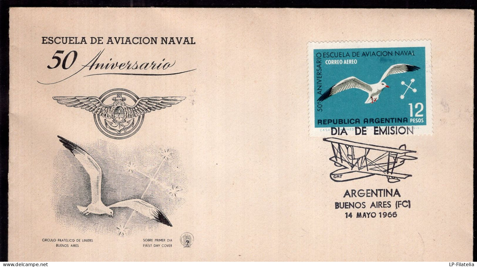 Argentina - 1966 - Gaviota - Seagull - Centennial Of The Naval Military School - Meeuwen