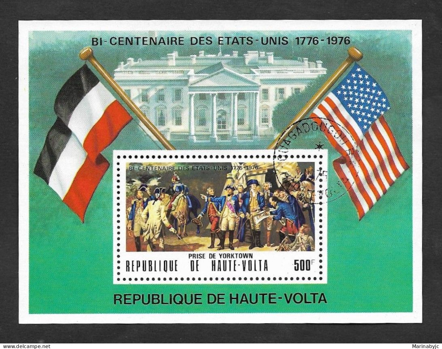 SE)HIGH VOLTA  BICENTENARY OF THE INDEPENDENCE OF THE UNITED STATES, SOUVENIR SHEET, USED - Alto Volta (1958-1984)