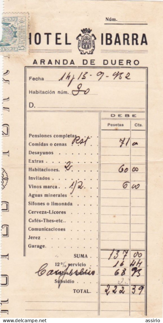 Espanha  - 15    Faturas  recibos de Restauração  do Toureiro António  Dos Santos      1951