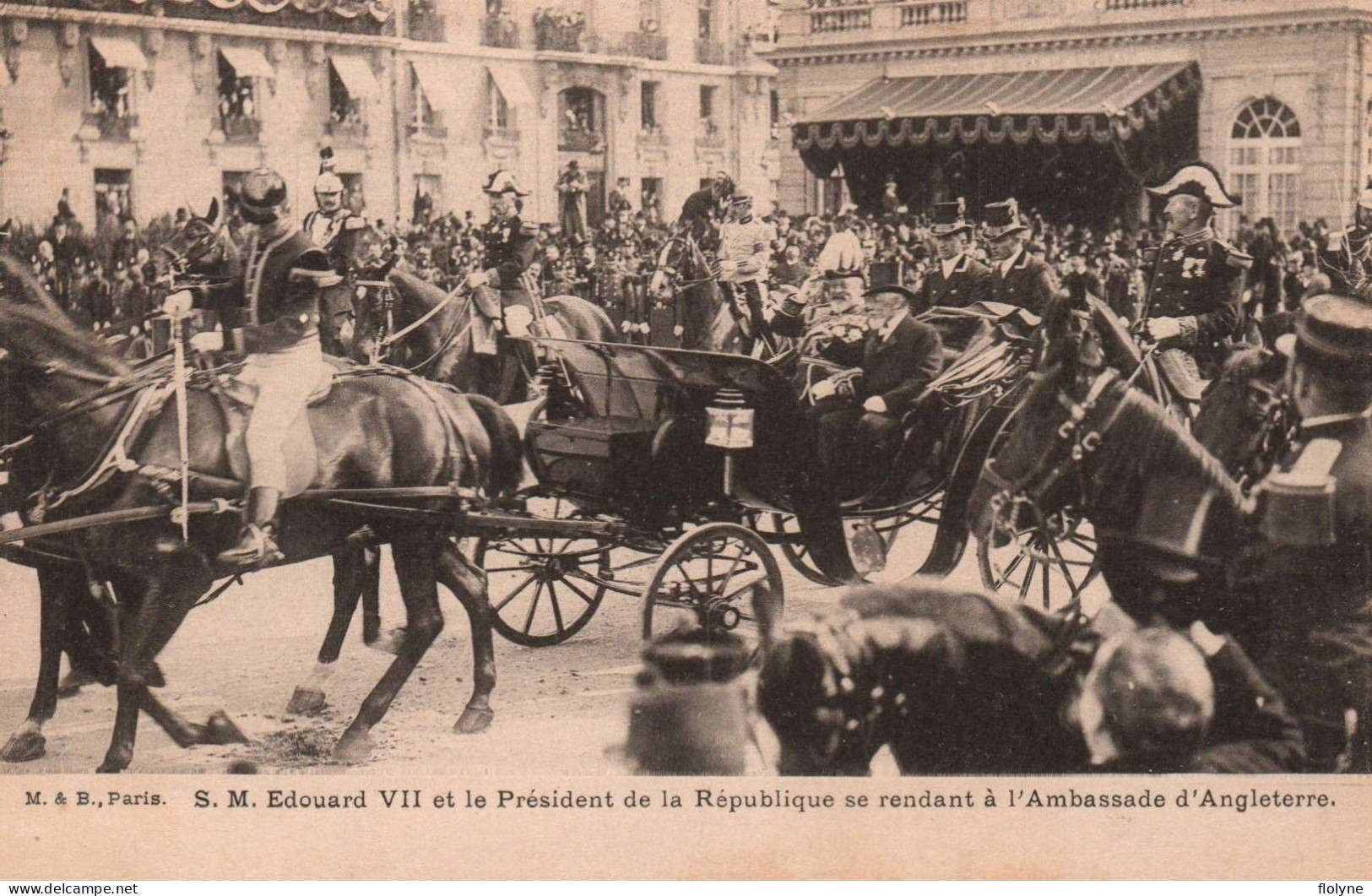 royauté - paris - série de 7 cpa - réception de sa majesté EDOUARD VII - royalty famille royale