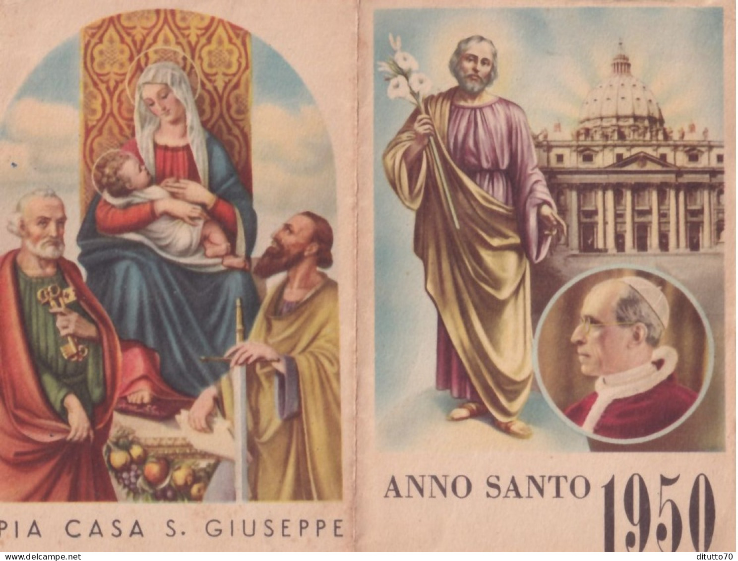 Calendarietto - Anno Santo - Pia Casa S.giuseppe - Gozzano - Novara - Pio XII -  Anno 1950 - Petit Format : 1941-60
