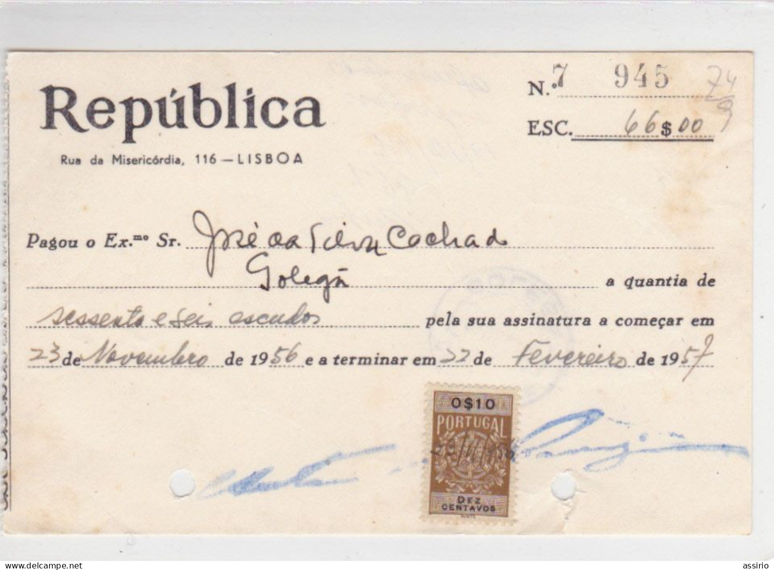 Portugal - 5 Faturas  De Jornais  Anos 1950 - Portogallo