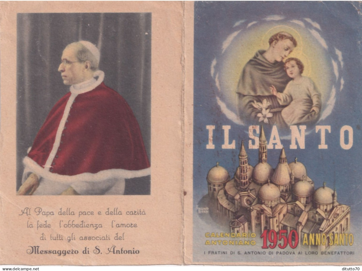 Calendarietto - Anno Santo - Pio XII - Messaggero Di S.antonio - Anno 1950 - Petit Format : 1941-60