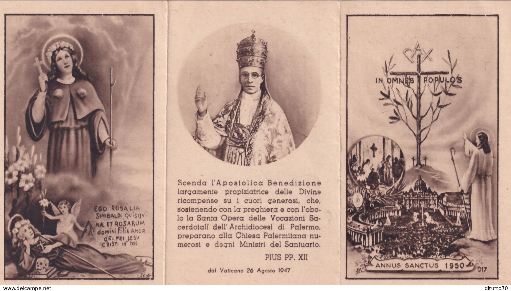 Calendarietto - Anno Santo - Pio XII - Santa Rosalia - 017 - Anno 1950 - Kleinformat : 1941-60