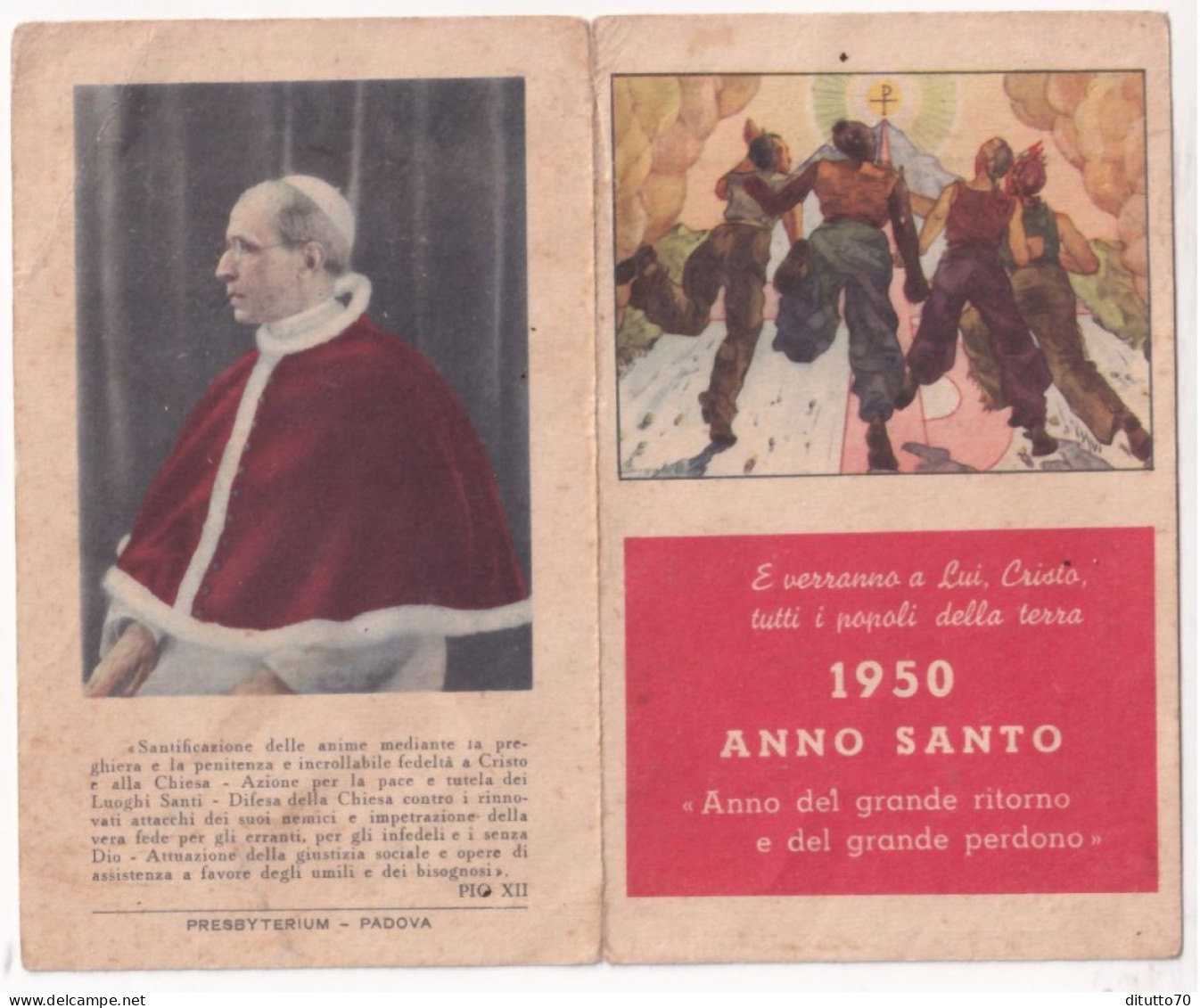 Calendarietto - Anno Santo - Presbyterium - Padova - Pio XII - Anno 1950 - Formato Piccolo : 1941-60