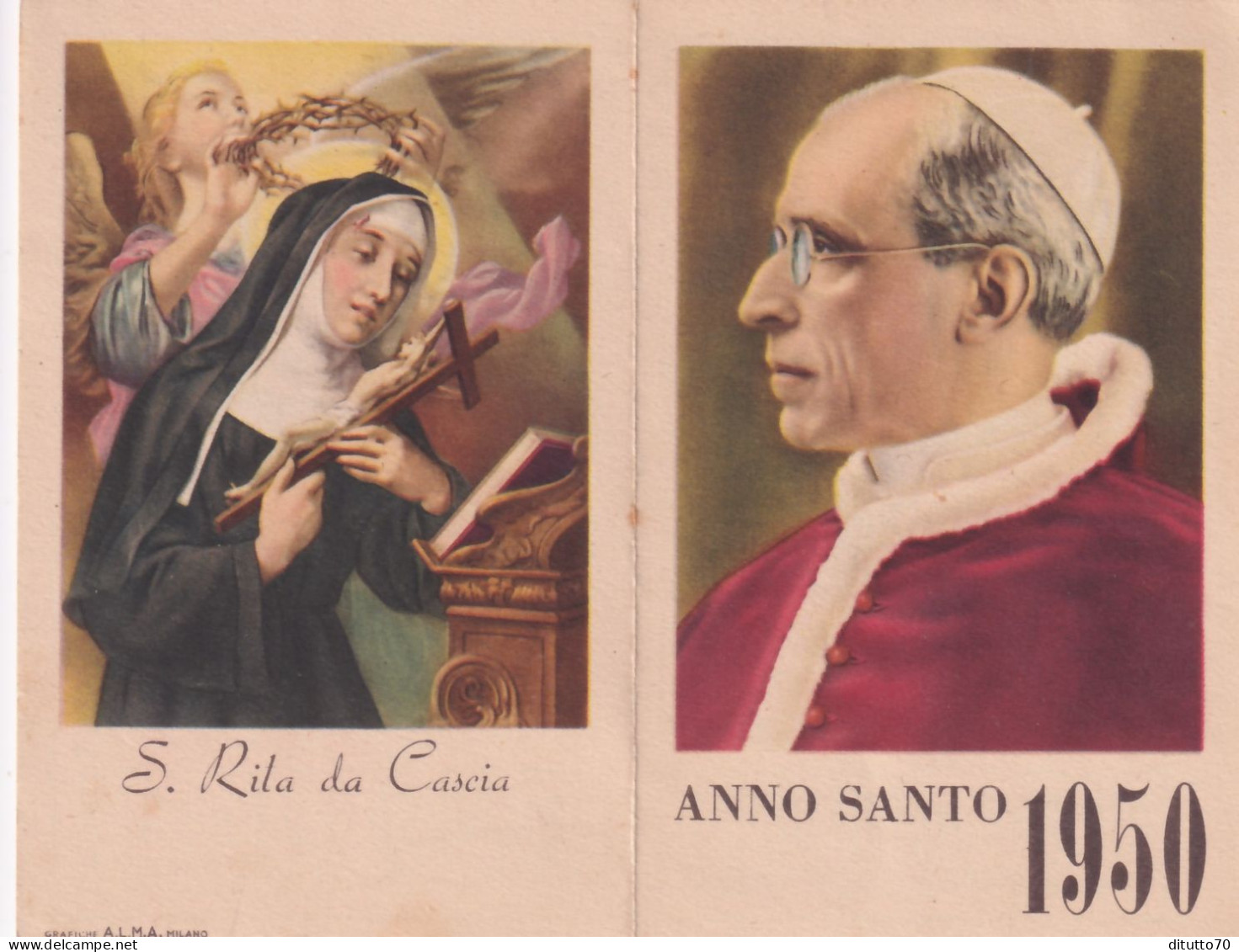 Calendarietto - Anno Santo - S.rita Da Cascia - Pio XII - Anno 1950 - Petit Format : 1941-60
