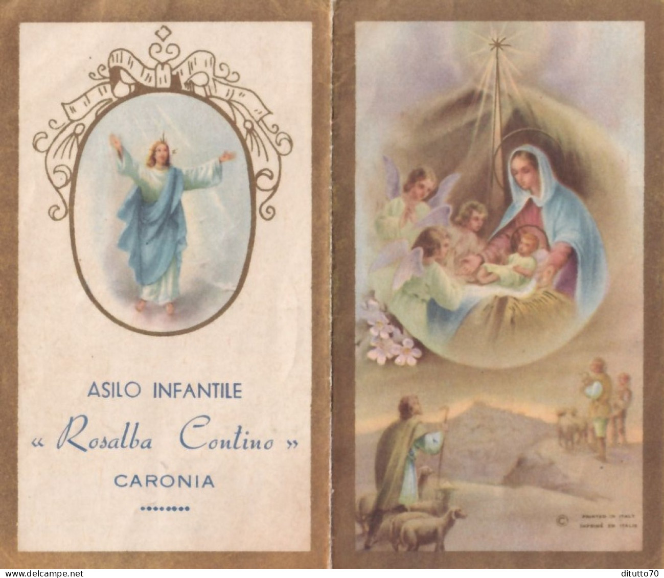 Calendarietto - Asilo Infantile - Rosalba Contino - Caronia - Anno  1950 - Tamaño Pequeño : 1941-60