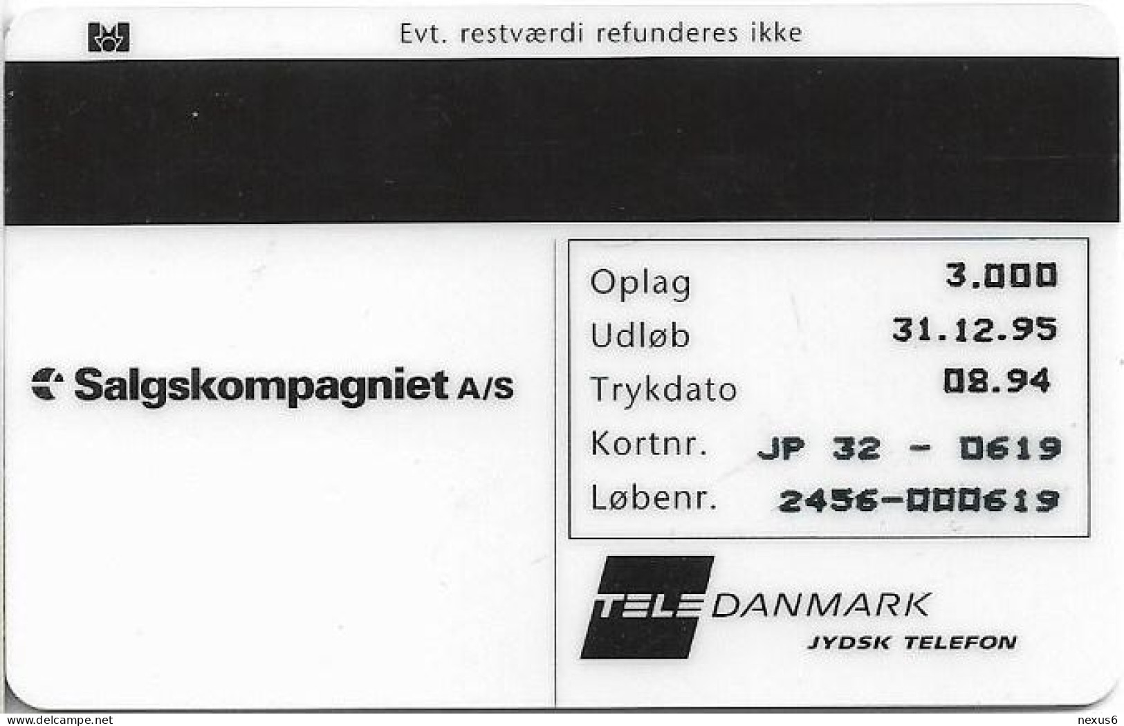 Denmark - Jydsk - H.e.gosch & Co - TDJP032 - 08.1994, 3.000ex, (Serial 2456) 10kr, Used - Dänemark