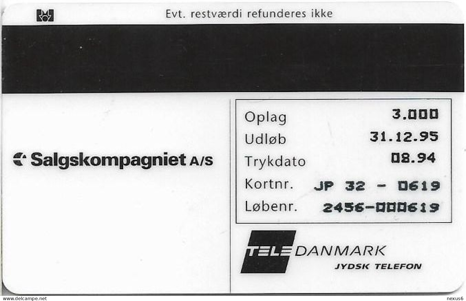 Denmark - Jydsk - H.e.gosch & Co - TDJP032 - 08.1994, 3.000ex, (Serial 2456) 10kr, Used - Danimarca