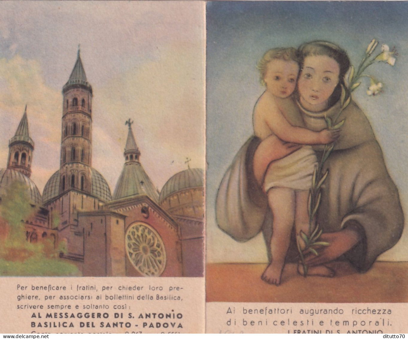 Calendarietto - I Fratini Di S.antonio Della Basiica Del Santo - Padova - Anno 1949 - Petit Format : 1941-60