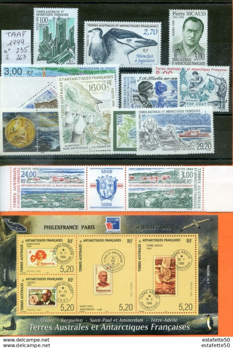 TAAF;1999;année Complète; TP N° 235 à 263 + BF3;NEUFS**;MNH - Komplette Jahrgänge