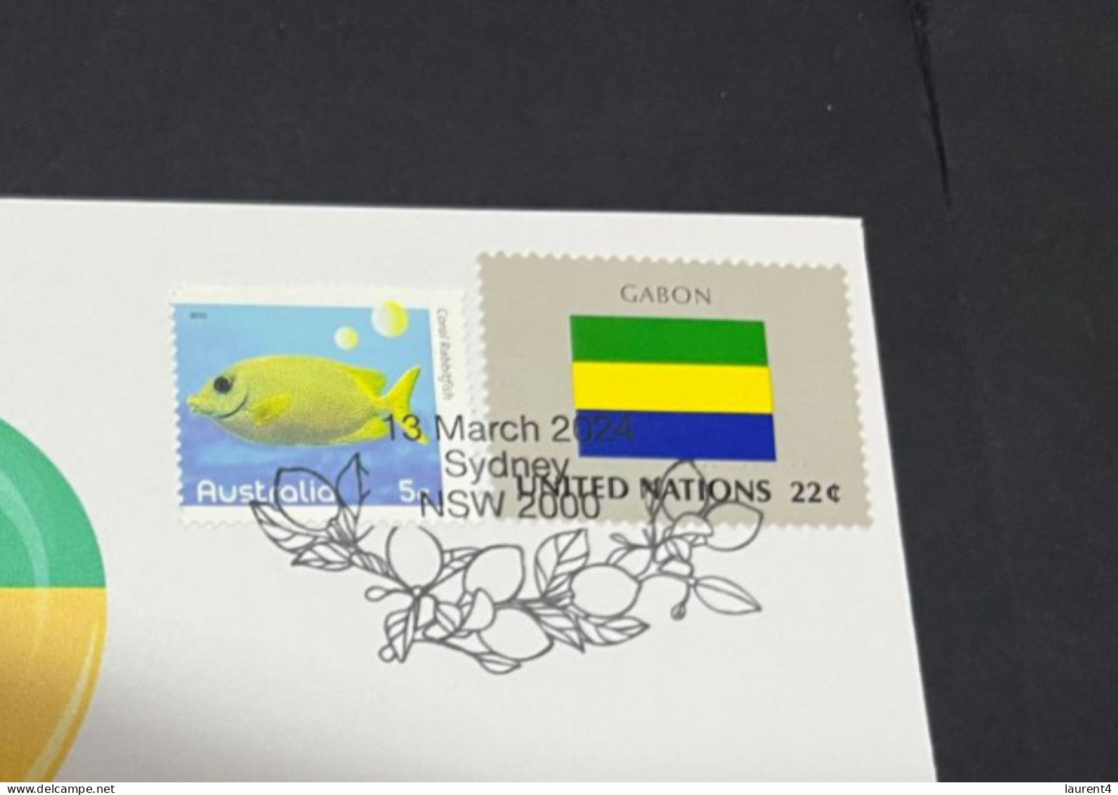 13-3-2024 (2 Y 52) COVID-19 4th Anniversary - Gabon - 13 March 2024 (with Gabon UN Flag Stamp) - Disease
