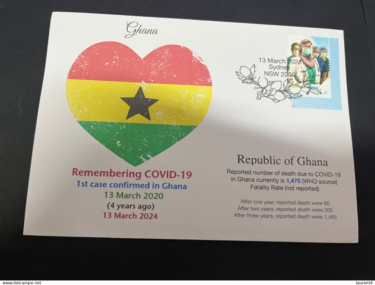 13-3-2024 (2 Y 52) COVID-19 4th Anniversary - Ghana - 13 March 2024 (with OZ COVID-19 Doctor Stamp) - Disease
