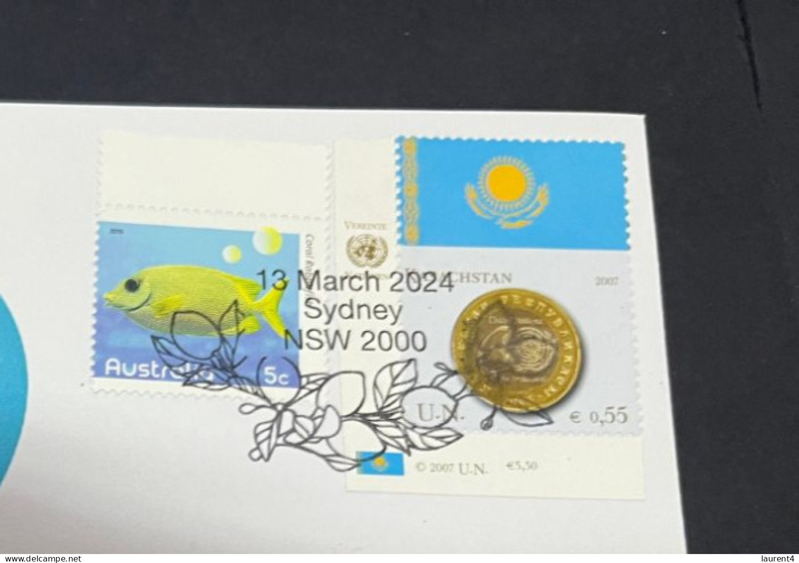 13-3-2024 (2 Y 52) COVID-19 4th Anniversary - Kazakhstan - 13 March 2024 (with Kazakhstan UN Flag Stamp) - Disease