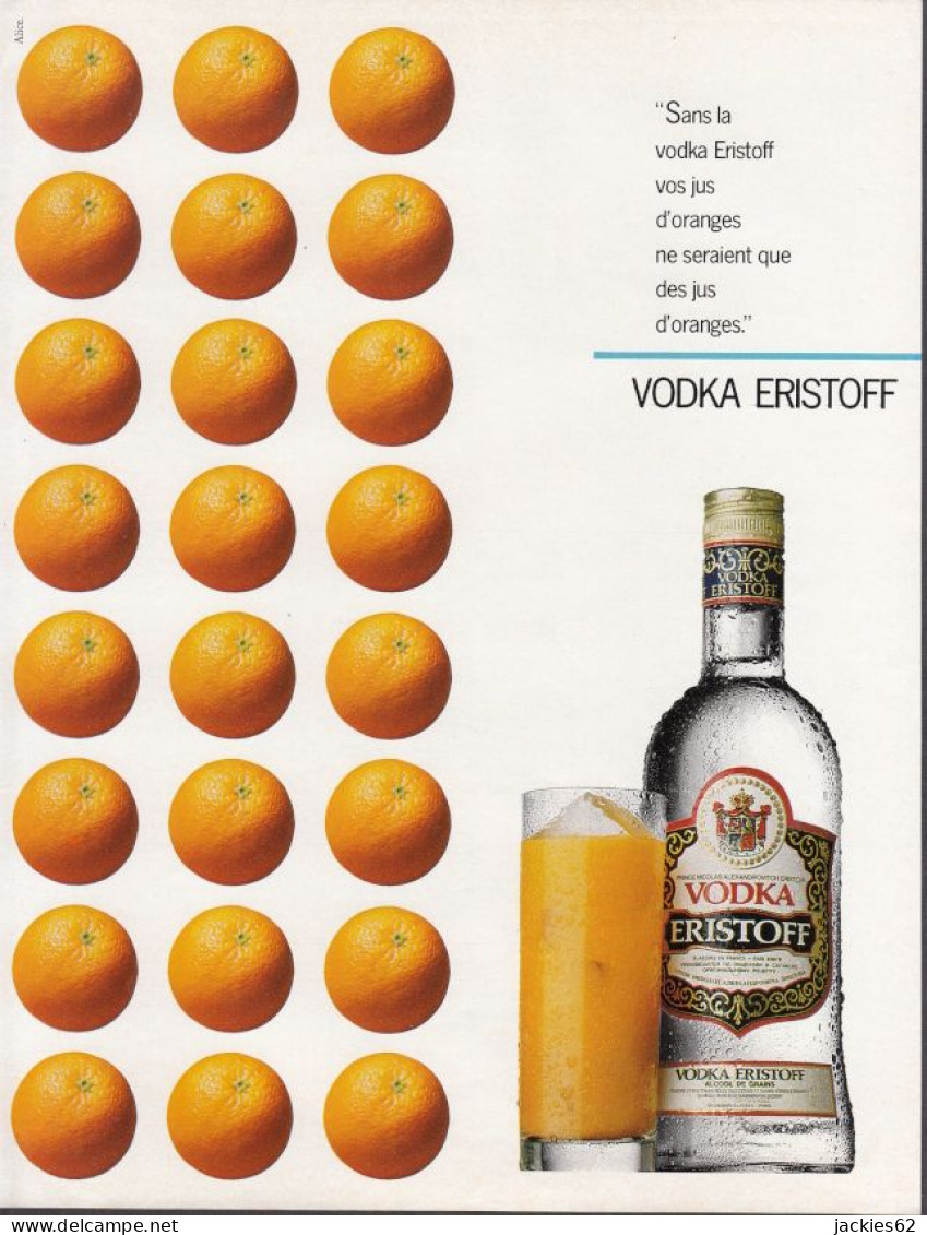 128854CL/ VODKA ERISTOFF, Page De Magazine Format 21/27,5 Cm - Publicités