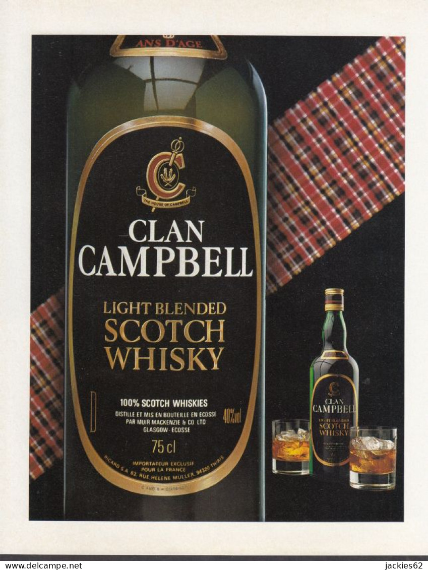 128843CL/ CLAN CAMPBELL, SCOTCH WHISKY, Page De Magazine Format 21/27,5 Cm - Publicités