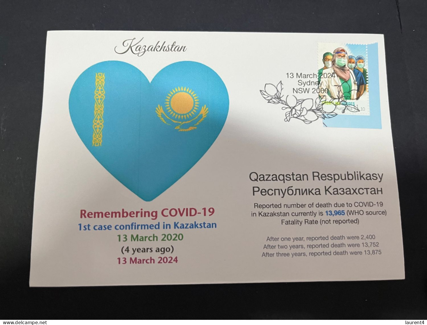 13-3-2024 (2 Y 52) COVID-19 4th Anniversary - Kazakhstan - 13 March 2024 (with OZ COVID-19 Doctor Stamp) - Disease
