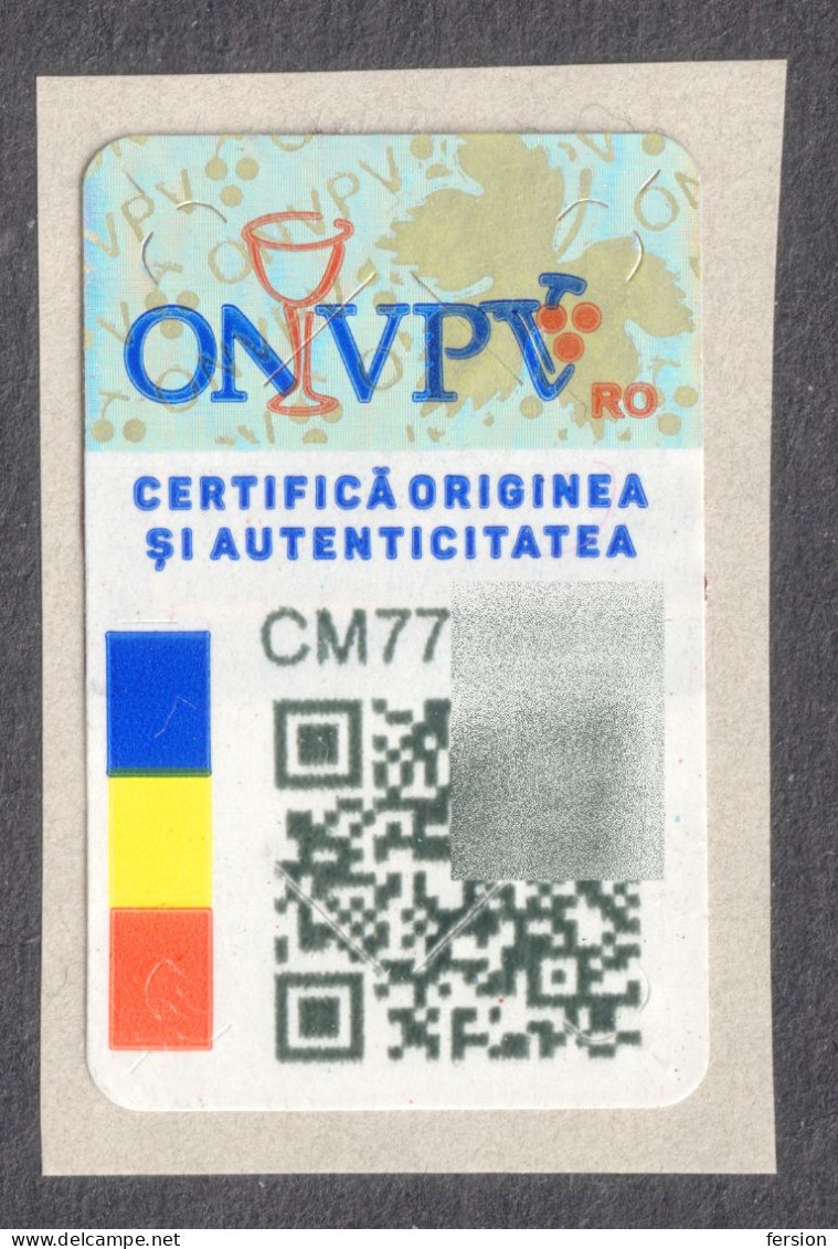 2020 Romania ONVPV - WINE DRINK / Alcohol / Revenue Tax Seal Label Vignette - Hologram Holography Grape Flag QR Code - Vins & Alcools