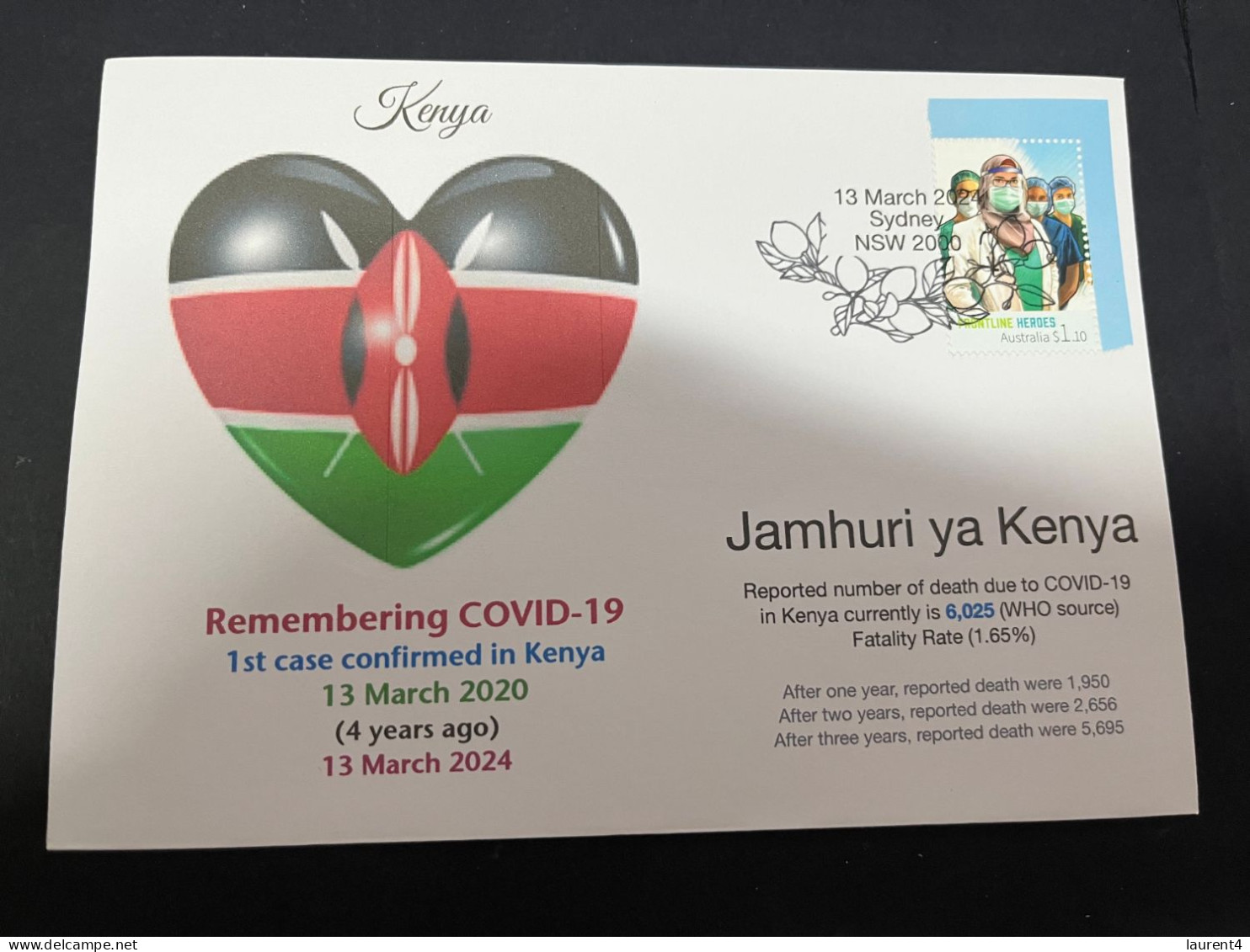 13-3-2024 (2 Y 52) COVID-19 4th Anniversary - Kenya - 13 March 2024 (with OZ COVID-19 Doctor Stamp) - Disease