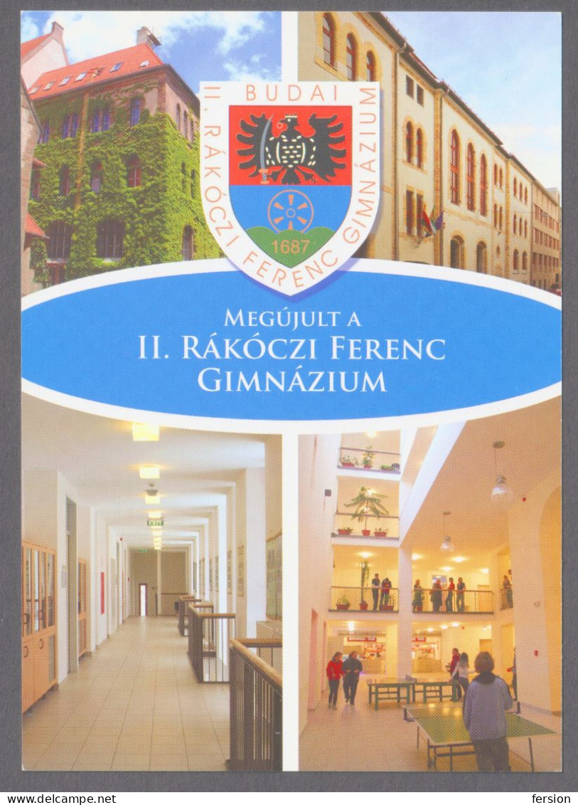 II Rákóczi Ferenc Gymnasium School BUDAPEST Buda 2002 - HUNGARY - Coat Of Arms - STATIONERY POSTCARD - Not Used - Interi Postali