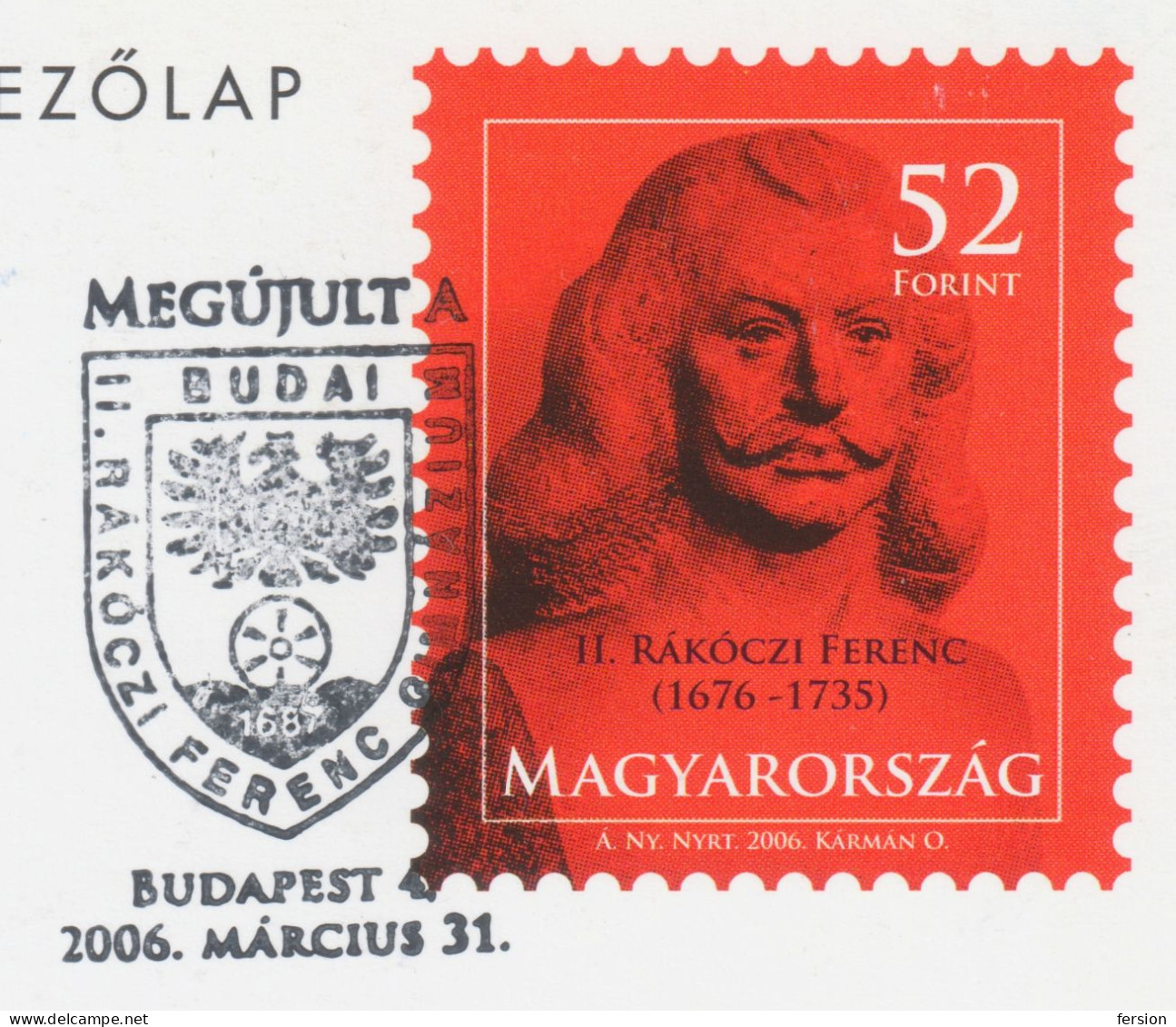 II Rákóczi Ferenc Gymnasium School BUDAPEST Buda 2002 - HUNGARY - Coat Of Arms - STATIONERY POSTCARD - FDC Postmark - Interi Postali