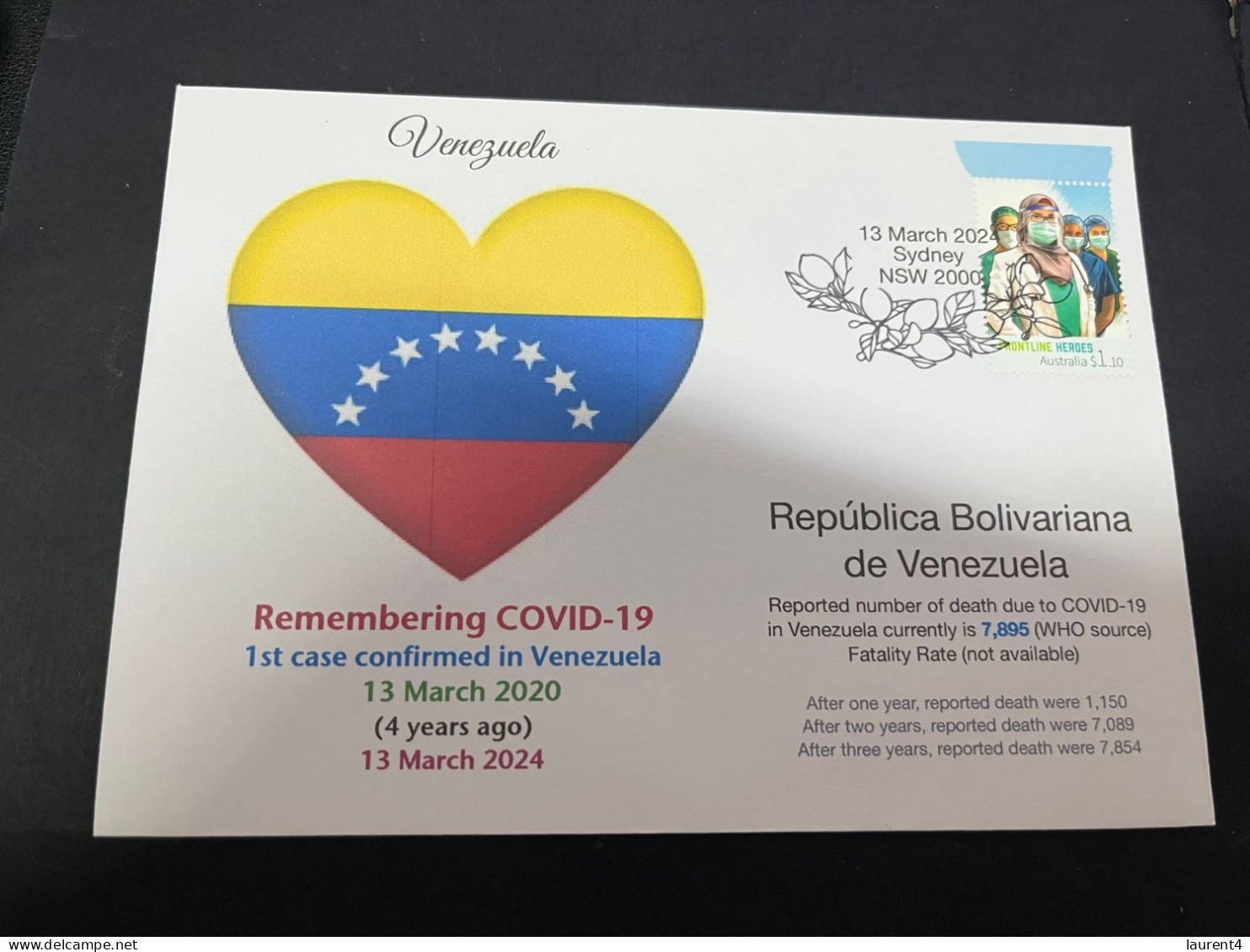 13-3-2024 (2 Y 52) COVID-19 4th Anniversary - Venezuela - 13 March 2024 (with OZ COVID-19 Doctor Stamp) - Disease