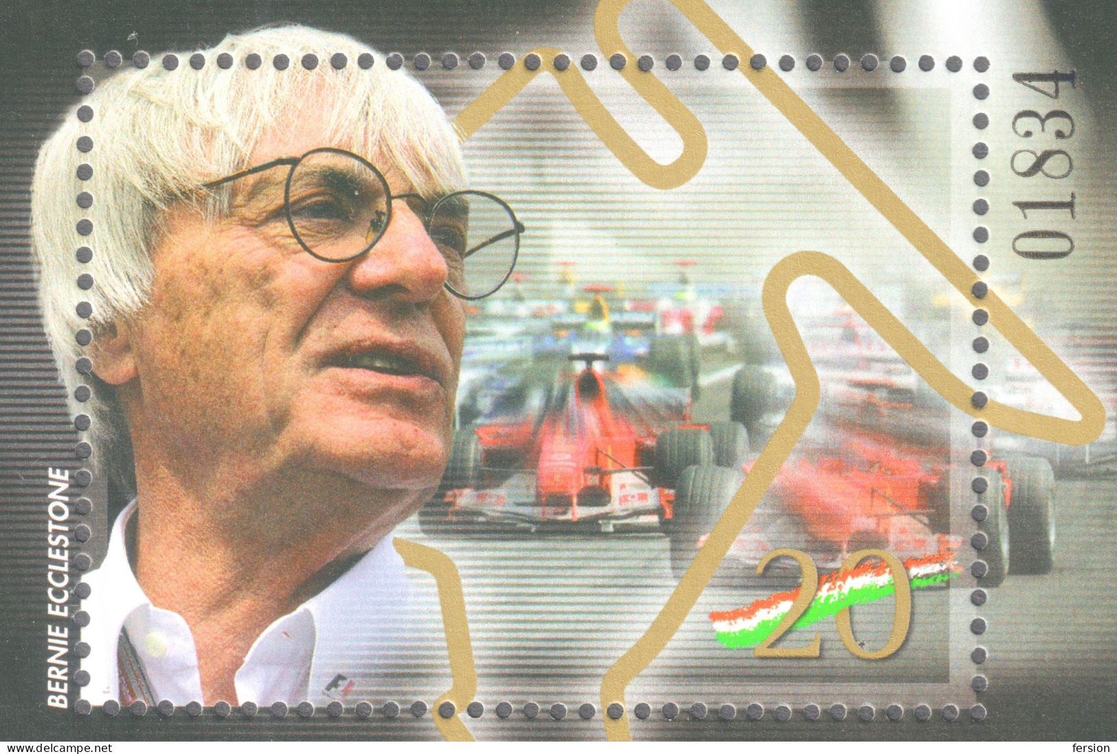 2006 Hungary Grand Prix 20th Anniv Formula 1 F1 HUNGARORING Bernie Ecclestone FERRARI Philatelist Memorial Sheet - Automobile