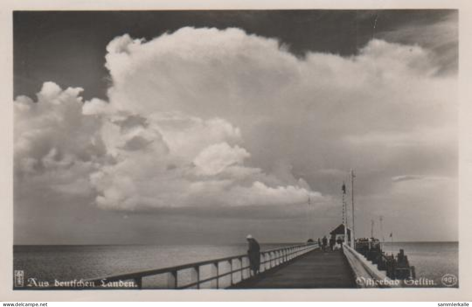5494 - Ostseebad Sellin - Gewitterstimmung über Brücke - 1937 - Sellin
