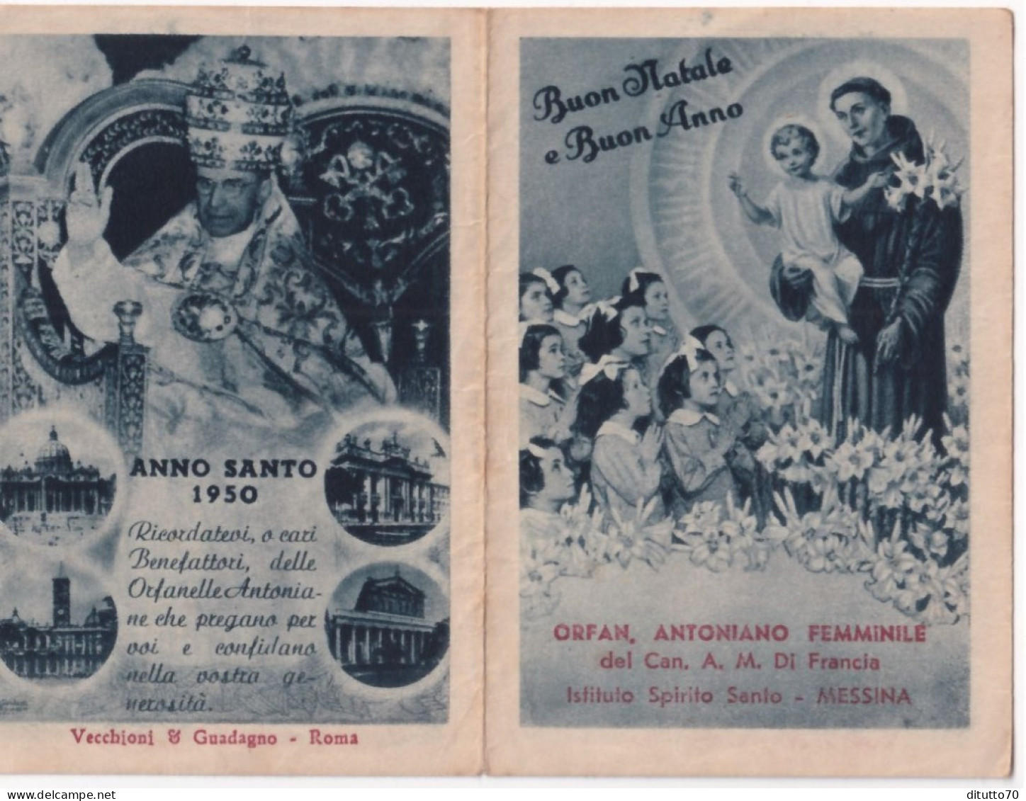 Calendarietto - Orfanotrofio Antoniano Femminile  Del Can A.m.di Francia - Messina - Anno  1950 - Small : 1941-60