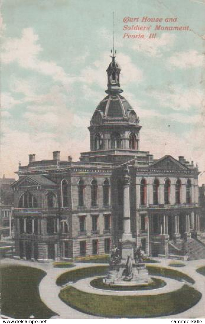 12201 - USA, Illinois - Peoria Ill. - Court House And Monument - Ca. 1935 - Sonstige & Ohne Zuordnung