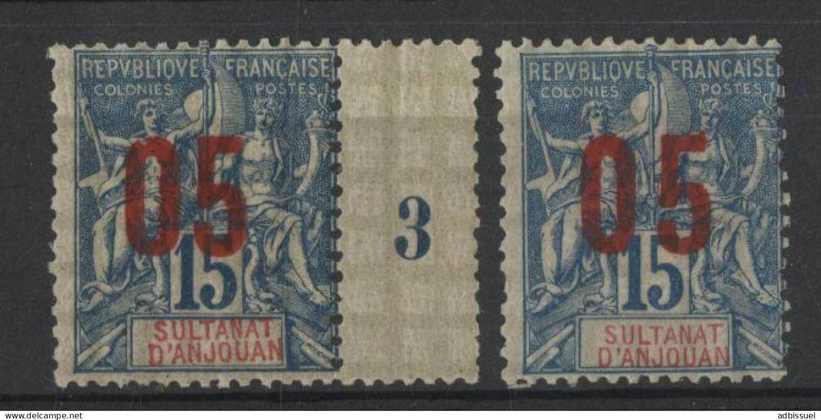 ANJOUAN N° 22 + 22A Neufs Espacé + Normal Voir Description - Unused Stamps