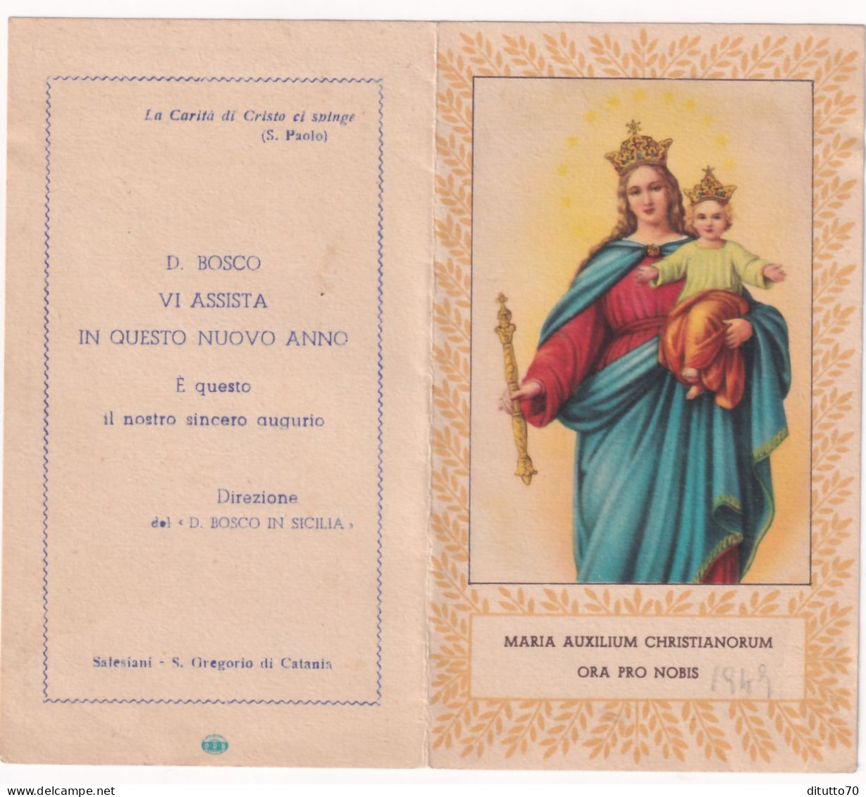 Calendarietto - Salesiano - Direzione Del D.bosco In Sicilia - Anno 1949 - Petit Format : 1941-60