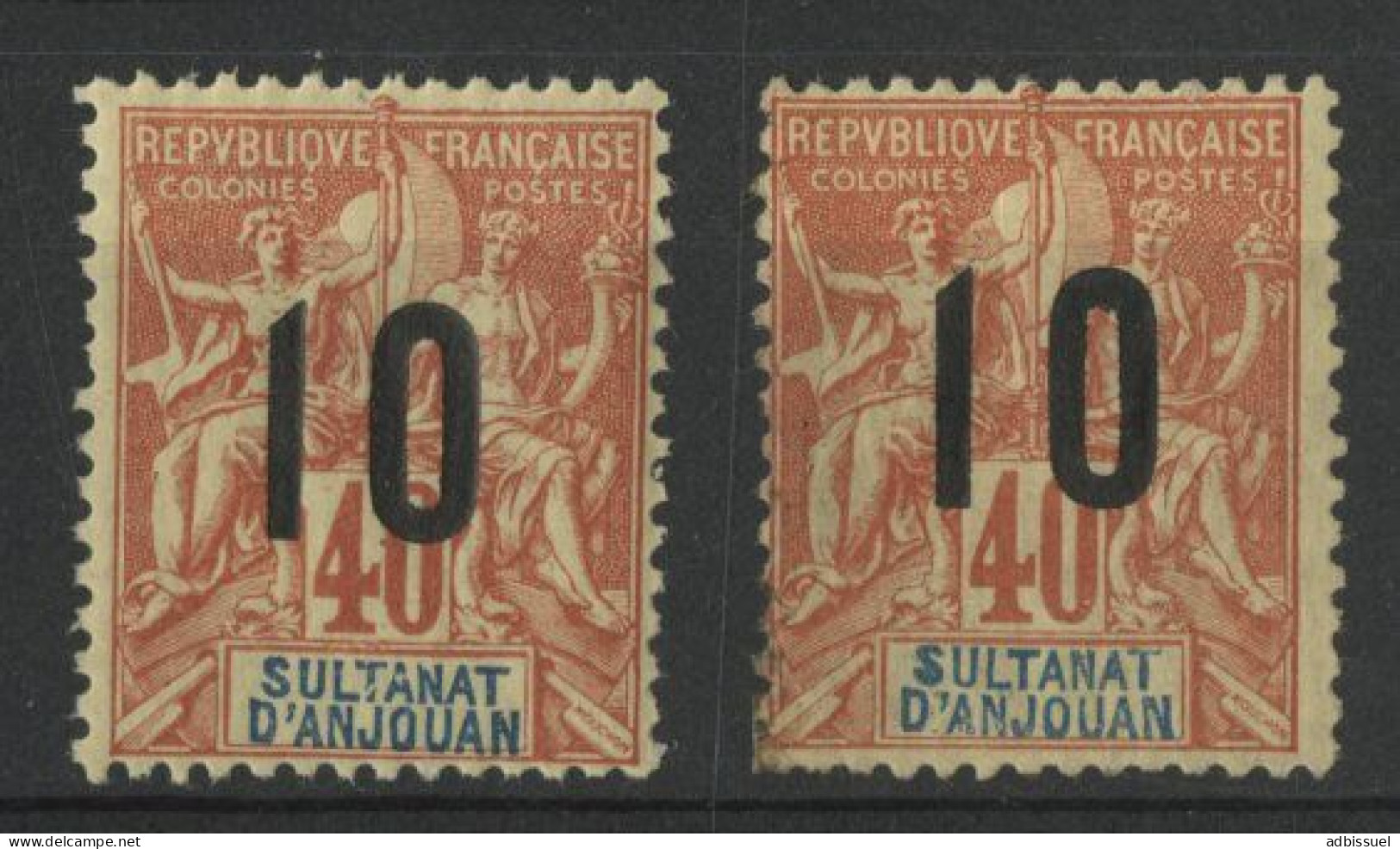 ANJOUAN N° 26 + 26A Neufs * (MH) Espacé + Normal Voir Description - Unused Stamps