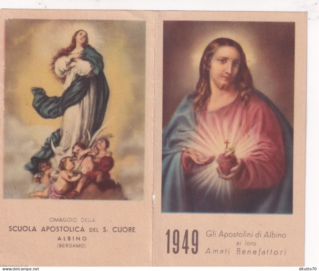 Calendarietto - Scuola Apostolana Del S.cuore - Albino - Bergamo - Anno 1949 - Tamaño Pequeño : 1941-60