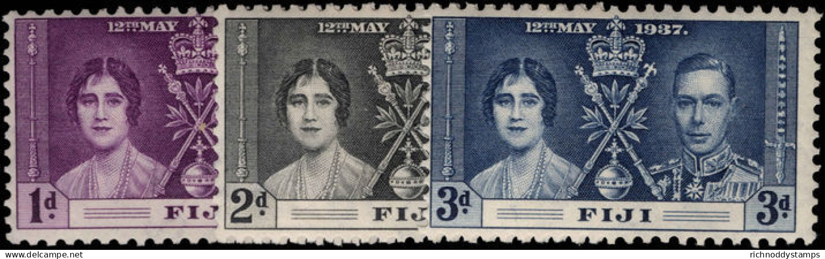 Fiji 1937 Coronation Set Lightly Mounted Mint. - Fidji (...-1970)