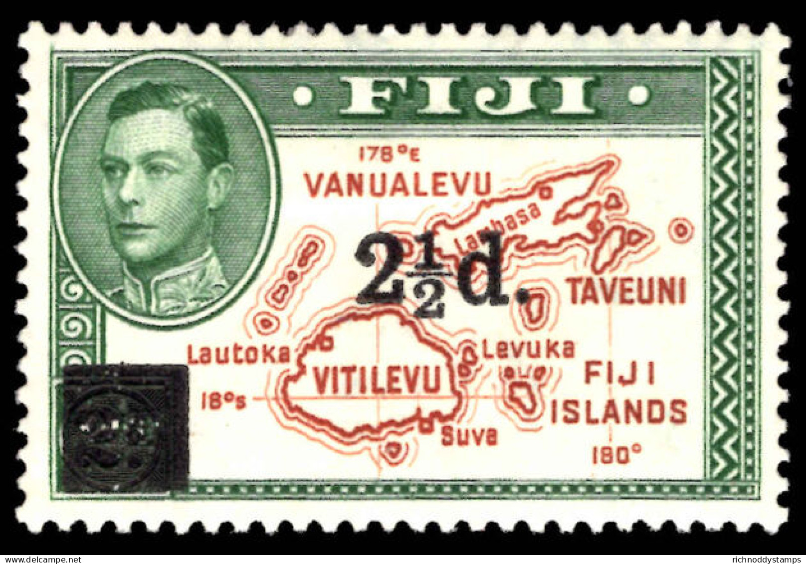 Fiji 1941 2&#189;d Provisional Lightly Mounted Mint. - Fidji (...-1970)