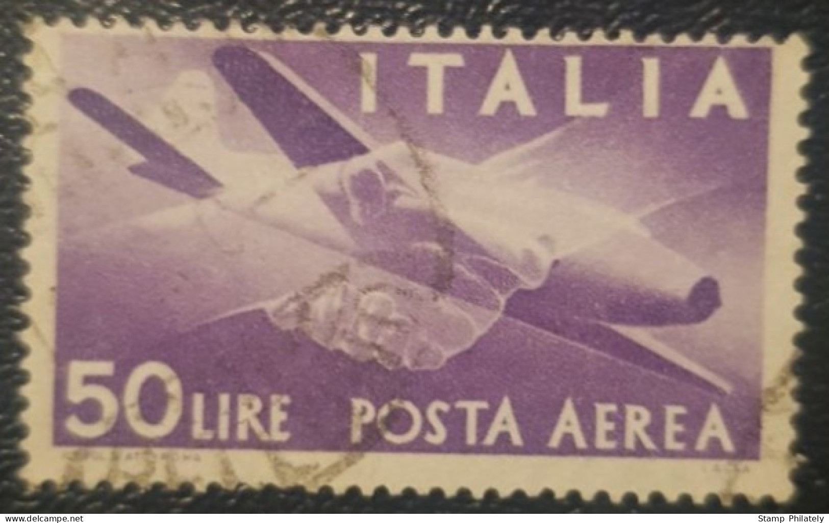 Italy 50L Used Airmail Stamp - Correo Aéreo