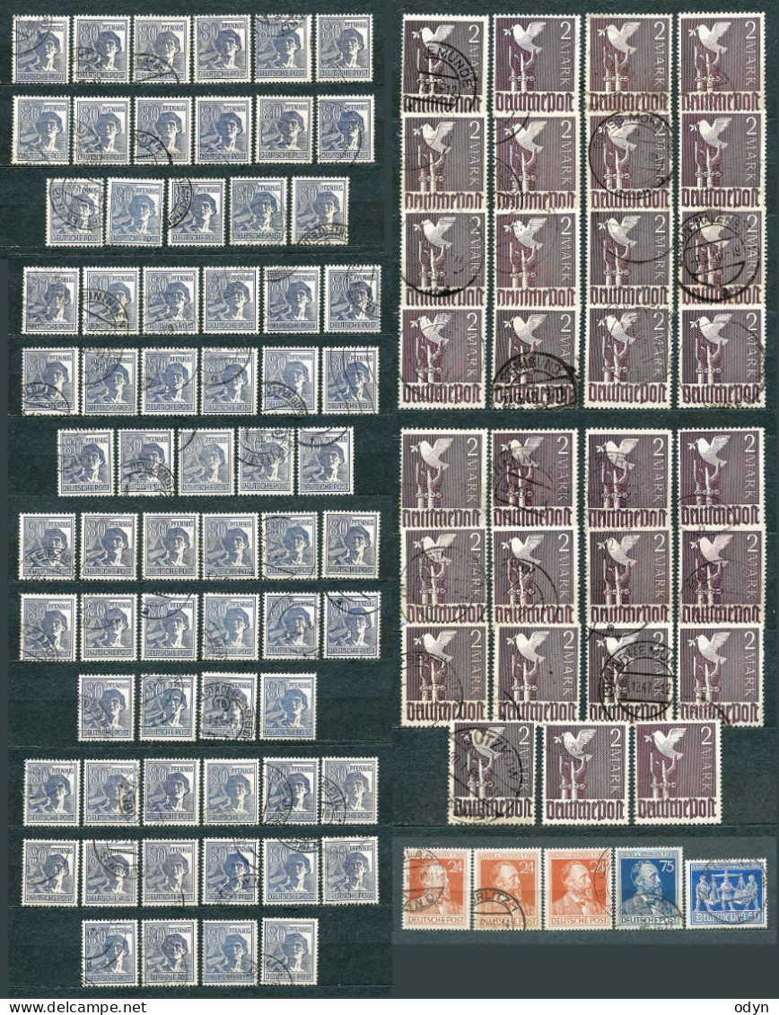 Germany, Allied Occup., 1947/48, Lot Of 102 Stamps MiNr 957 + 960 + 963-64 + 970 - Used - Afgestempeld