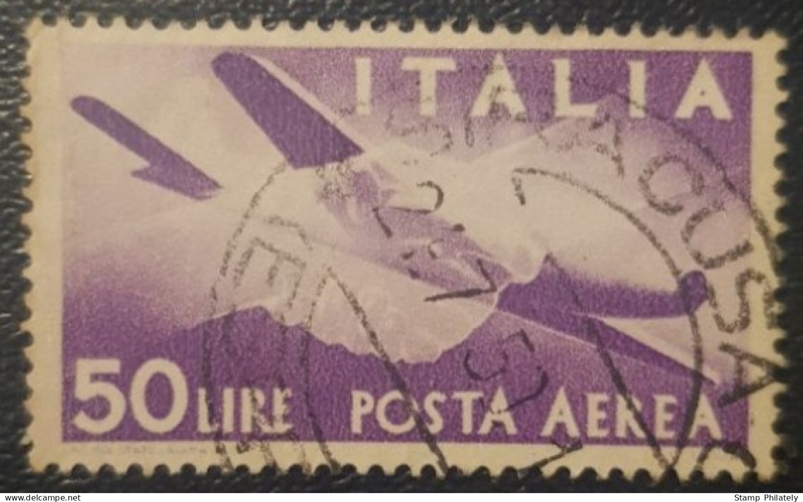 Italy 50L Used Postmark Airmail Stamp Syracusa Cancel - Poste Aérienne