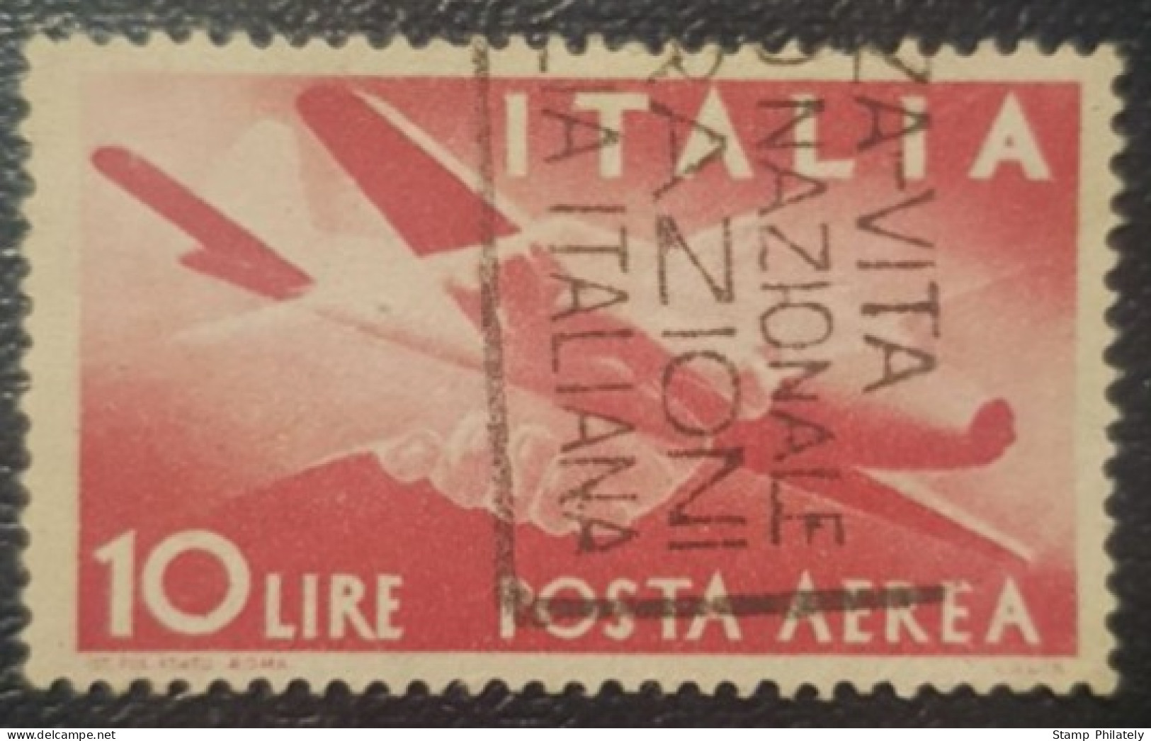 Italy 10L Used Postmark Airmail Stamp - Correo Aéreo