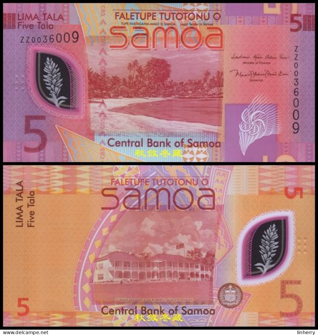 Samoa 5 Tala, (2023), Polymer, ZZ Prefix, UNC - Samoa